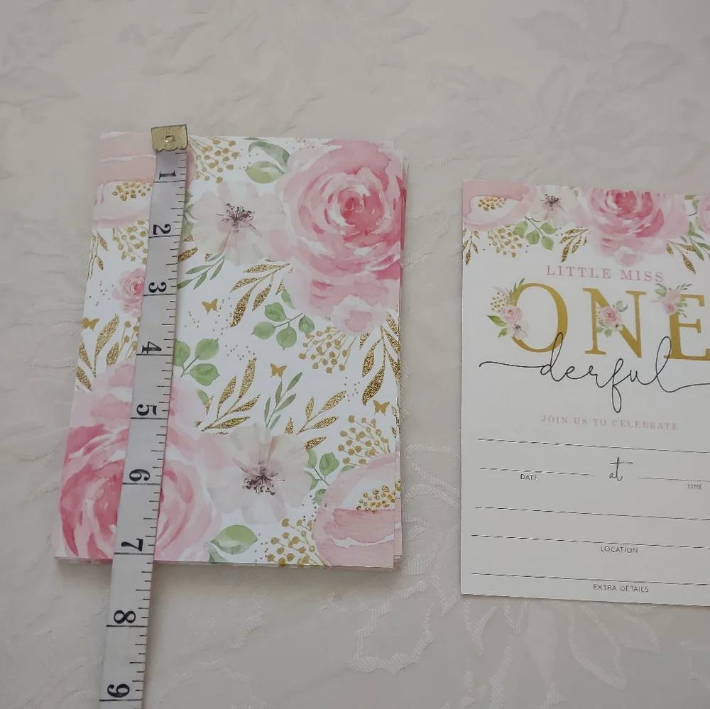 Pink flower roses Join Us To Celebrate Little Miss One 20 invitations